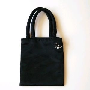 9 & Co. Little Black Satin Butterfly Stud Tote